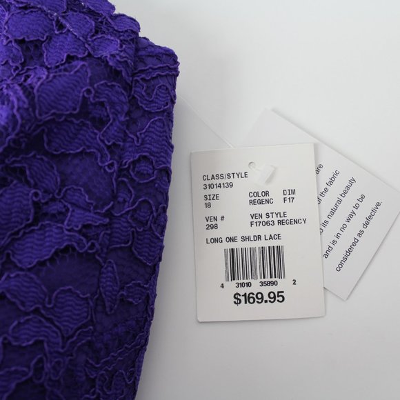 David's Bridal Long One Shoulder Lace Dress sz 18 Regency Purple elegant classy - Picture 11 of 12